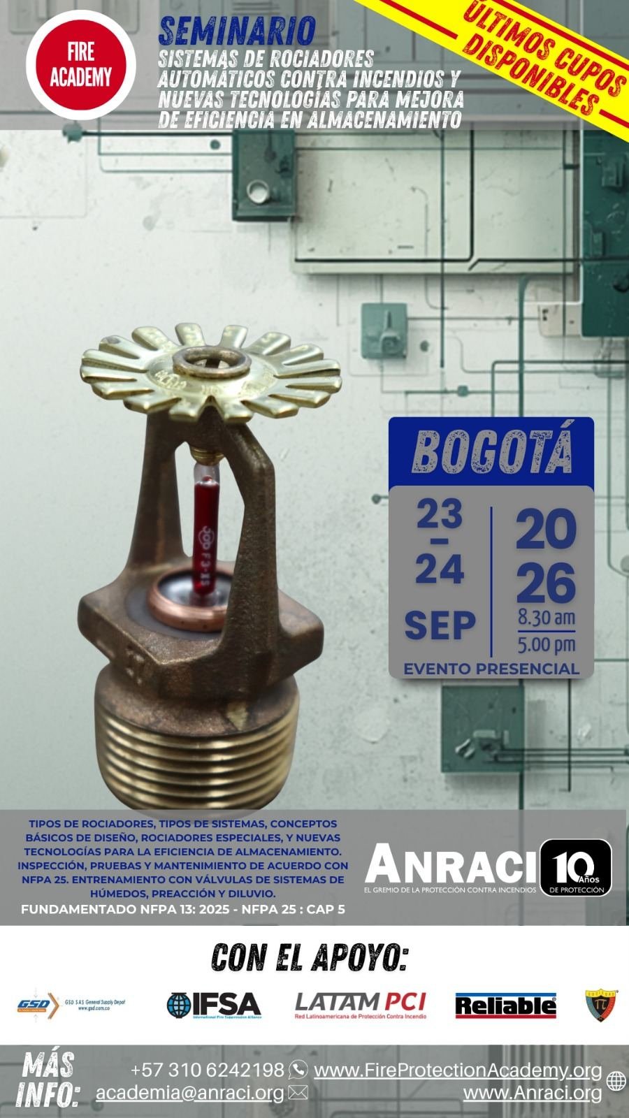 Seminario Internacional Diseño de Sistemas de Rociadores Automáticos Contra Incendios.
